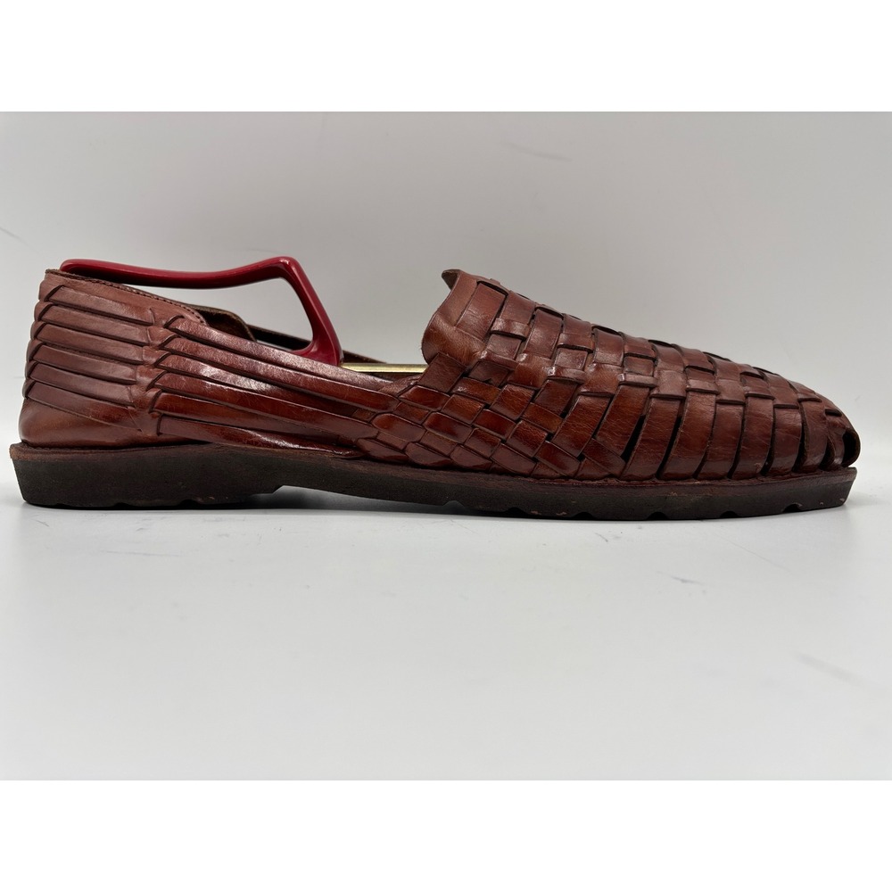 Nordstrom Handwoven Men's Brown Leather Huarache Woven Sandals Shoes Size 13 - Picture 12 of 16